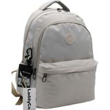 LaddyCo Saten Suya Dayanıklı Kumaş Unisex Siyah Okul Sırt Çantası 2200 Siyah - Bej