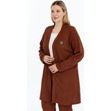 Laden Büyük Beden Kadın Anne Yazlık Baharlık Bürümcük Kumaş Pantolon Hırka Ikili Takım - 56 - 58 - Kahve
