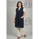 Laden Büyük Beden Kadın Yazlık Turlu Viskon Penye Terletmez Düğmeli Anne Uzun Tunik Lacivert Taşlı Yelek