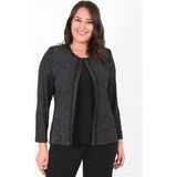 Ladies First Büyük Beden 3115 Siyah Gümüş Ceket+Atlet Abiye Ikili Takım - 2XL