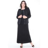 Ladies First Büyük Beden Siyah Abiye Ceket Elbise Takım 3306