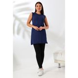Ladies Kolsuz Uzun Tunik 20390 Lacivert - XL