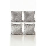 LadiesHome 4’lü Açık Gri Peluş Kırlent Kılıfı Seti 43x43 cm Yumuşak Dokulu Tek Taraflı Dekoratif Kırlent