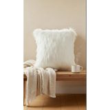 LadiesHome Beyaz Peluş Kırlent Kılıfı 1.sınıf Kumaş