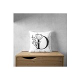 LadiesHome Harfli Kırlent Yastık Kılıfı - D Harfi - 43x43 Cm