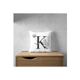LadiesHome Harfli Kırlent Yastık Kılıfı - K Harfi - 43x43 Cm