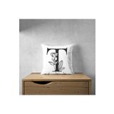 LadiesHome Harfli Kırlent Yastık Kılıfı - T Harfi - 43x43 Cm