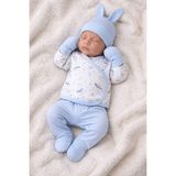 Ladora Tekstil %100 Pamuk Uzaytemalı Erkek Bebek 5 Parça Hastane Çıkışı - Mavi - Ekru