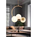 Ladre 3lü Beyaz Camlı Eskitme Boyalı Modern Sarkıt, Mutfakyatak Odası Salon Avize - 1 - Ahşap