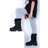 Lady Classy Çocuk Unisex Siyah Rahat Kalıp Spor Taban Fermuarlı Içi Kürklü Kar Botu