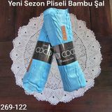 Lady Coco Pliseli Bambu Şal 269-122 (Mavi)