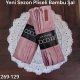 Lady Coco Pliseli Bambu Şal 269-129 (Koyu Gül)