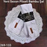 Lady Coco Pliseli Bambu Şal 269-133 (Beyaz)