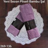 Lady Coco Pliseli Bambu Şal 269-136 (Açık Leylak)