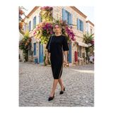 lady feet Kadın Siyah Süet Çift Bantlı Toka Detaylı Stiletto Klasik İnce Topuklu Ayakkabı