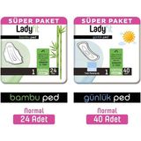 Lady Fit Ladyfit Bambu Ped Süper Normal 24 Adet + Günlük Ped Süper Normal 40 Adet