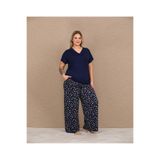 Lady Lingerie Kısa Kollu V Yakalı Büyük Beden Kadın Pijama Takımı