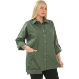 Lady Majestic 1. Kalite Cotton Büyük Beden Kadın Gömlek - Haki - 50