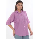 Lady Majestic %100 Cotton Büyük Beden Gömlek - 54 - Lila