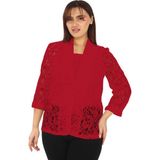 Lady Majestic Dantel Büyük Beden Kadın Ceket 44709 - Kırmızı - 52