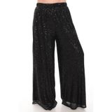 Lady Majestic Palazzo Pullu Payetli Bol Paça Pantolon Işıltılı Abiye 36 - 58