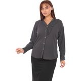 Lady Majestic Puantiyeli Büyük Beden Klasik Gömlek - Siyah - 44