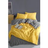 Lady Moda %100 Pamuk Yellow Grey Çift Kişilik Nevresim Takımı