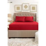 Lady Moda Battal Boy Pamuklu Penye Lastikli Çarşaf | Kırmızı - 180 x 200 cm