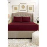 Lady Moda Çift Kişilik %100 Pamuklu Penye Lastikli Çarşaf | Bordo - 160 x 200 cm