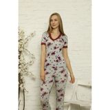 Lady Time Nefes Alan Terletmeyen Kadın Pijama Takımı 5059 - S - M - Kırmızı
