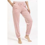Lady Time Yumoş Kadife Kışlık Cepli Kadın Eşofman Altı 2072 - Pembe