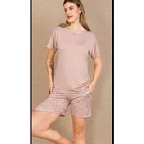 Lady Yumuşacık Viskon Kumaş Pudra Pembe Şortlu Pijama Takımı 7740