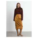 LADYA COLLECTION Gold Nola Saten Midi Etek