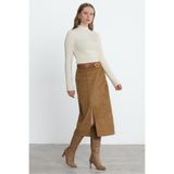 LADYA COLLECTION Kahve Fitilli Kadife Viola Etek