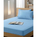 Ladybella Lastikli Yatak Çarşafı Lastikli Penye Çarşaf + 2 Yastık Kılıfı - Mavi - 180x200