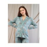 LadyMina Pijama Hamile Lohusa Çiçekli Seten Biyeli Pijama Takımı
