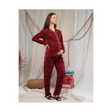 LadyMina Pijama Hamile Lohusa Ekose Ikili Pijama Takımı