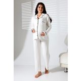 LadyMina Pijama Hamile ve Lohusa Beyaz Lounge İkili Pijama Takımı