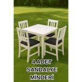 LADYNİL 4 Adet Bağlamalı Sandalye Minderi | Kare Alt Bahçe Balkon Mutfak