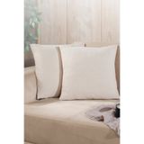 LADYNİL Bohem 2'li Kırlent Kılıfı Dekoratif Yastık Kılıfı 45x45 Fermuarlı Ekru