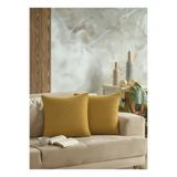 LADYNİL Naturel 2'li Kırlent Kılıfı 45x45 HARDAL Fermuarlı
