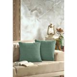 LADYNİL Naturel 2'li Kırlent Kılıfı 45x45 Kahve Fermuarlı Yeşil
