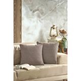LADYNİL Naturel 2'li Kırlent Kılıfı 45x45 Kahve Fermuarlı