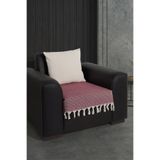 LADYNİL Oturma Yerini Kapatan Saçaklı Koltuk Örtüsü %100 Pamuk | Berjer Örtüsü Koltuk Şalı 70x95 Cm Bordo
