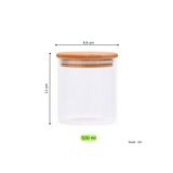 LADYNUR Bambu Vakum Kapaklı 500ml Cam Baharatlık 3 Adet / 11 cm X 8.5 cm 500cc