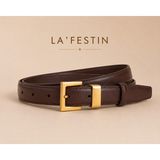 Lafestin Hakiki Deri Gold Toka Kadın Kemeri Pantolon Kemeri, Gömlek Kemeri - 110 cm - Acı Kahve
