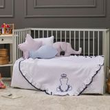 Lafiny - King Bear Bebek Battaniye Işlemeli Müslin Kumaş Pamuk 85CM x 85CM Indigo