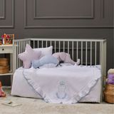 Lafiny - King Bear Bebek Battaniye Işlemeli Müslin Kumaş Pamuk 85CM x 85CM Mavi