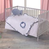 Lafiny - King Bebek Battaniye Işlemeli Müslin Kumaş Pamuk 85CM x 85CM Indigo
