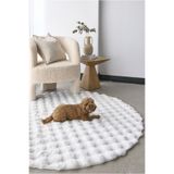 Lagom Life Beyaz Yumuşak Yuvarlak Bubble Kaymaz Özel Taban Peluş Halı Yolluk
